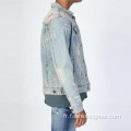 Veste en jean pour hommes peints sur la main sur la main